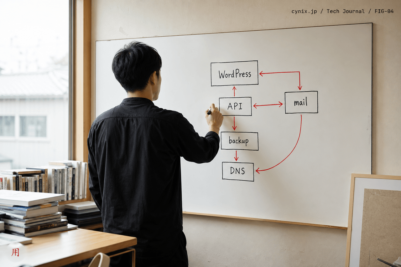用途別にWordPressサイト構成を分けた編集部のホワイトボード